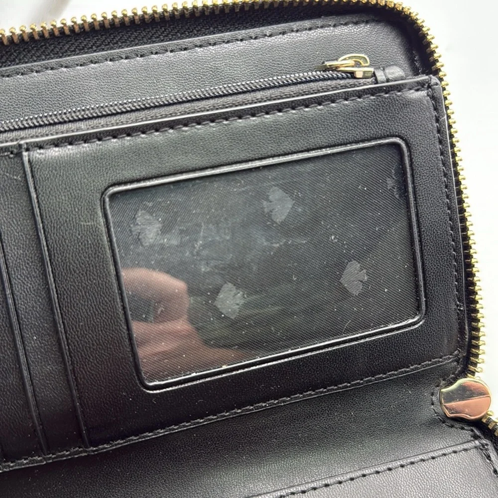 Kate Spade Staci Carryall Double Zip Around Black Wristlet Wallet ID Card Holder